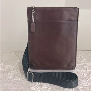 Coach Authentic  EUC Brown Leather Slim Messenger Crossbody Bag with AOC